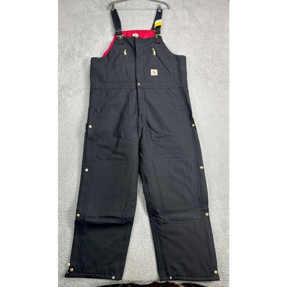 Carhartt Other - Carhartt R38 Zip-to-Waist Insulated Bib Overalls Quilt Lined 40x30 Black NEW